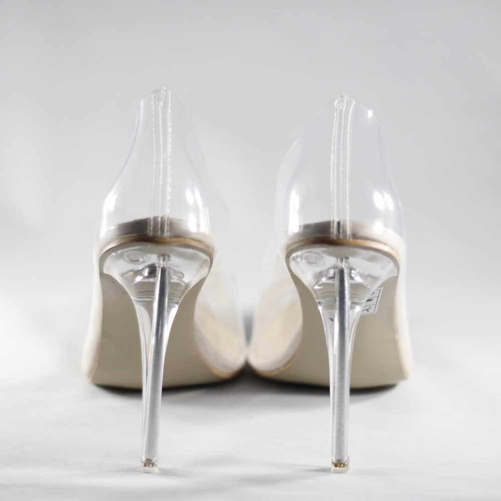 Clear pointy heels